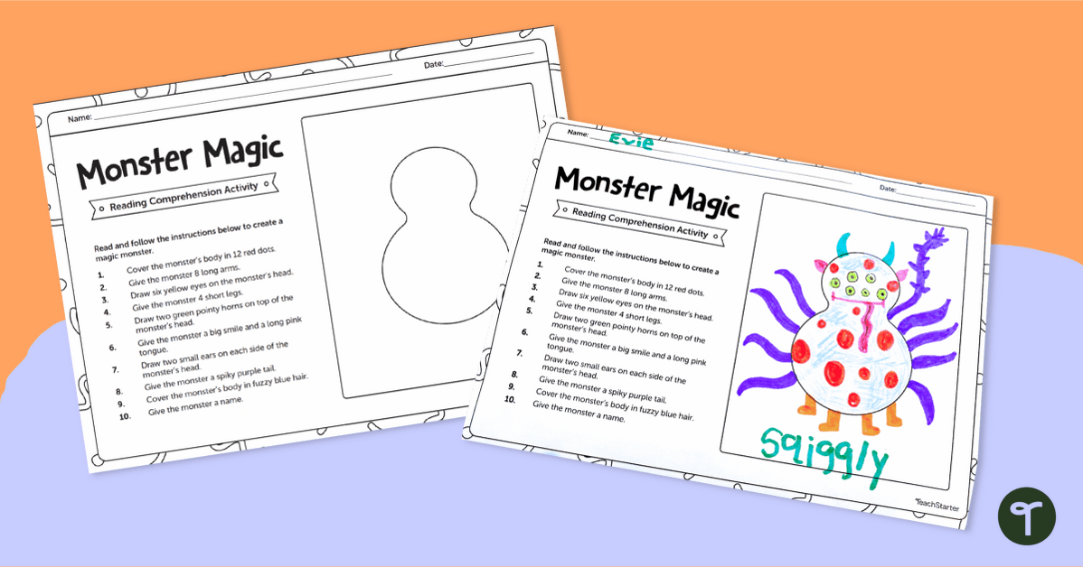 How to Make a Monster Reading Comprehension Activity teaching resource
