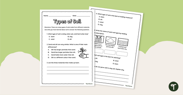 Go to Types of Soil Worksheet teaching resource