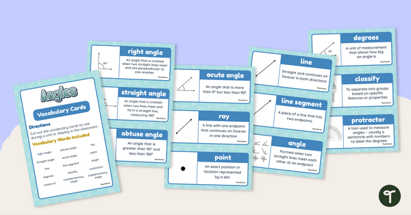 Go to Understanding Angles – Word Wall Vocabulary Cards teaching resource