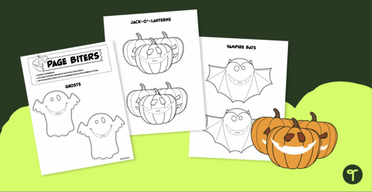 Halloween Page Biters - Printable Bookmarks teaching resource