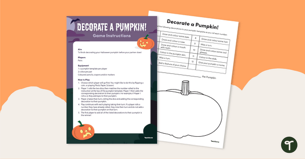 Decorate a Pumpkin – Halloween Addition Game teaching resource