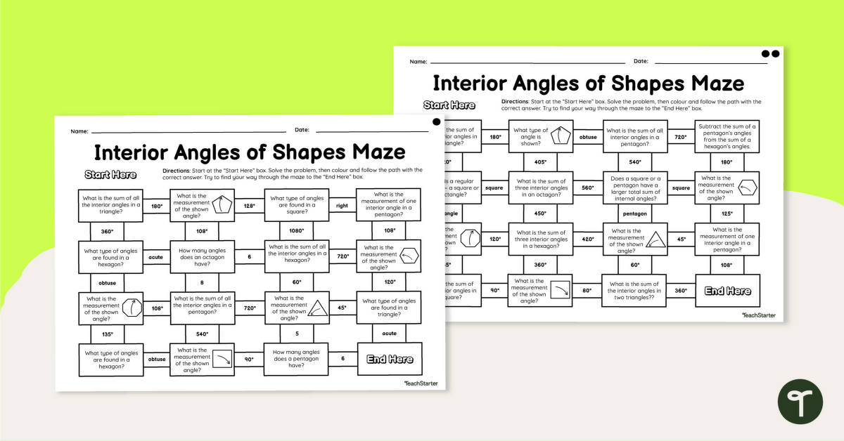 Interior Angles of Shapes – Differentiated Mazes teaching resource