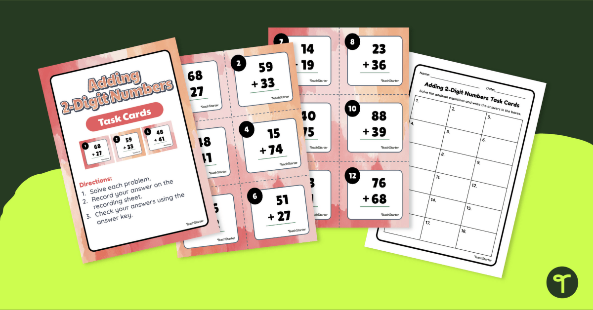 Double-Digit Addition - Maths Task Cards teaching resource