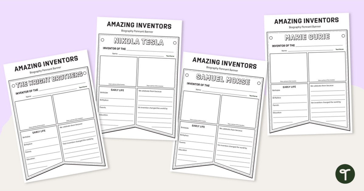 Famous Inventor Project - Biography Pennant Banners teaching resource