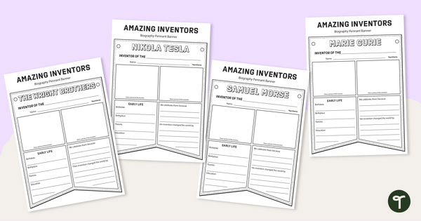 Go to Famous Inventor Project - Biography Pennant Banners teaching resource