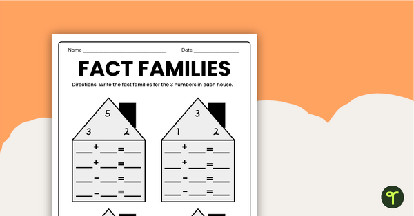 Go to Fact Family Houses Worksheet Pack teaching resource