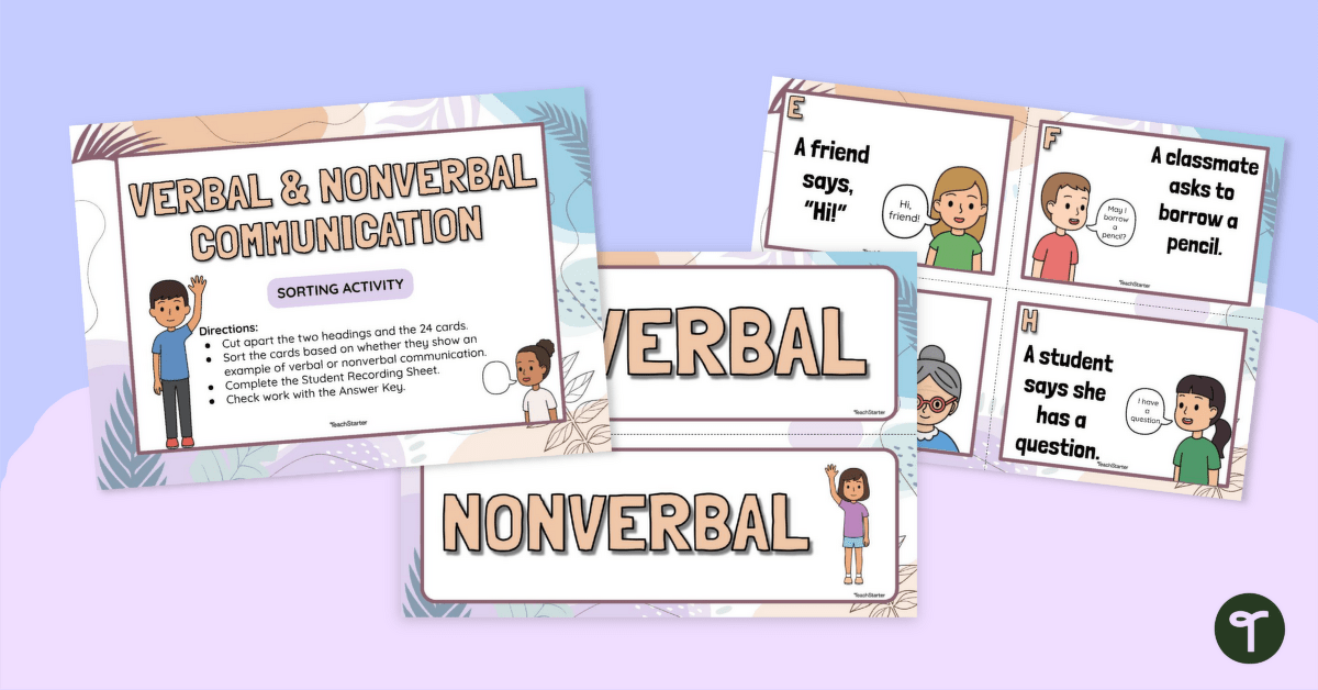 Verbal and Nonverbal Communication Sorting Activity teaching resource