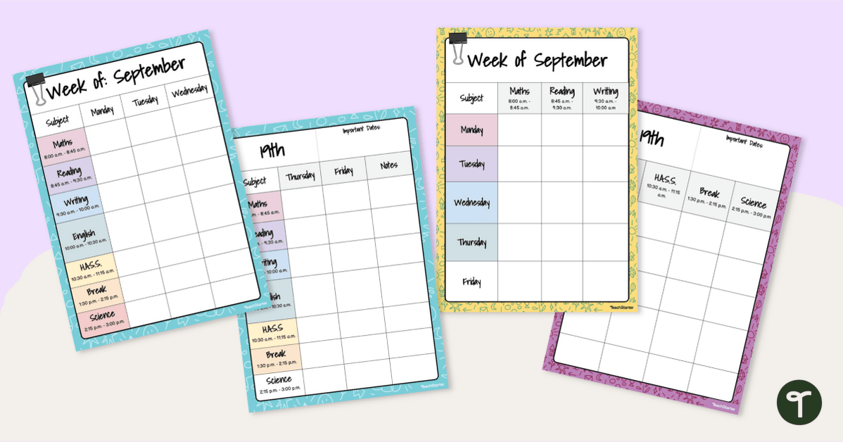 Editable Weekly Lesson Plan Template teaching resource