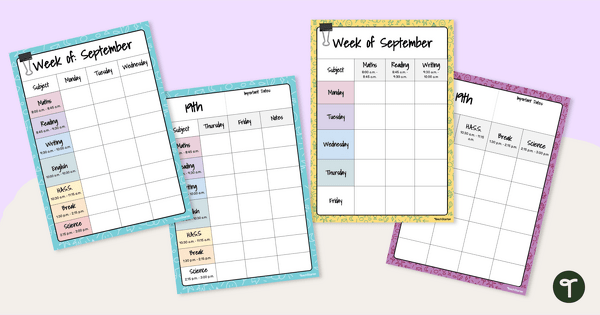 Image of Editable Weekly Lesson Plan Template