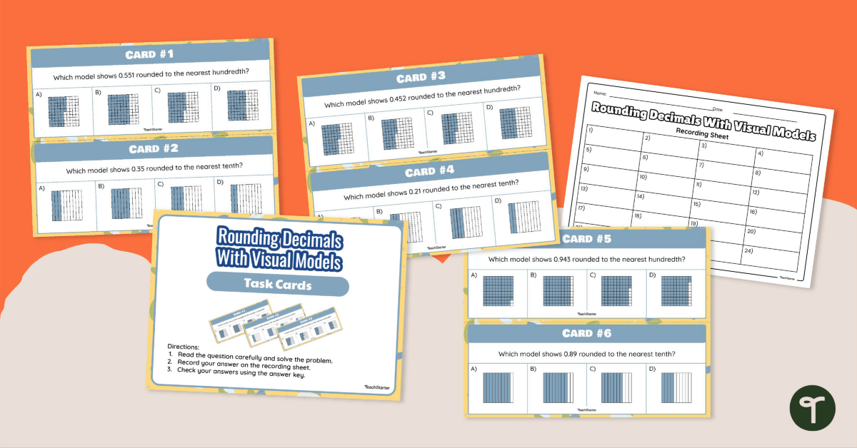 Rounding Decimals With Visual Models – Task Cards teaching resource