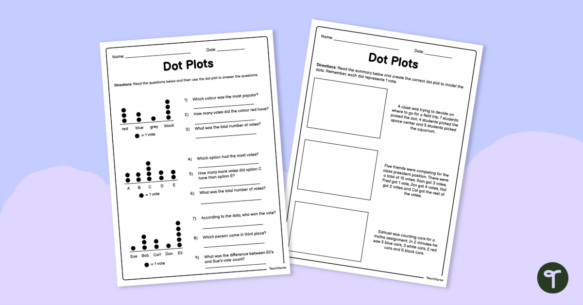 Dot Plot Worksheet teaching resource