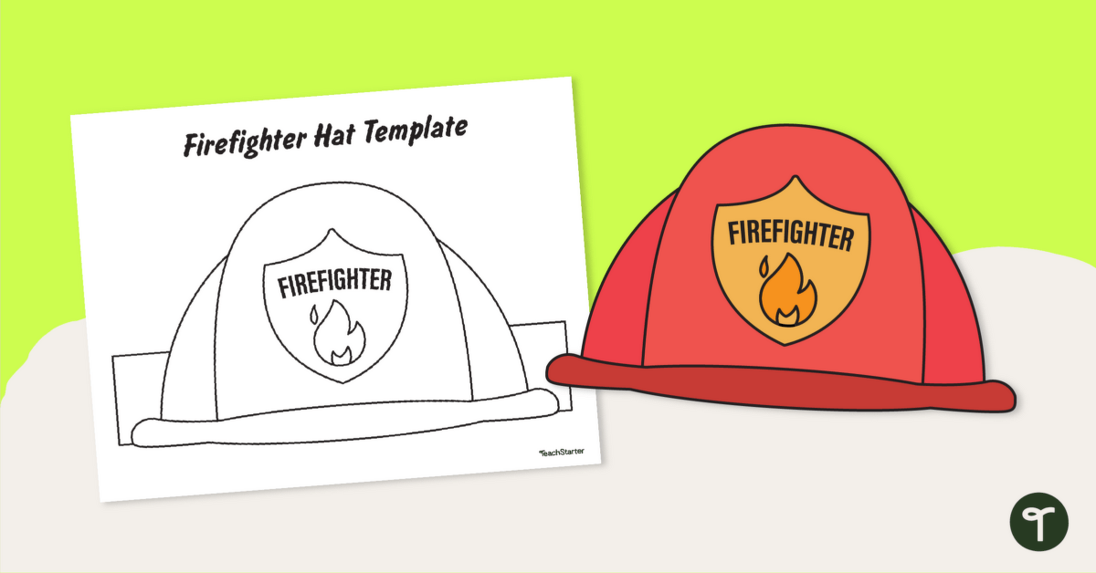 Community Helpers - Firefighter Hat Template teaching resource
