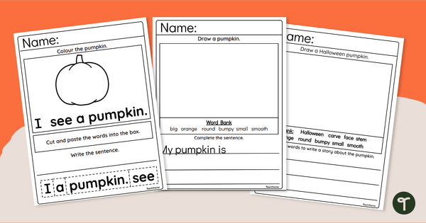 Go to Write About It! Pumpkins - Differentiated Writing Prompts teaching resource