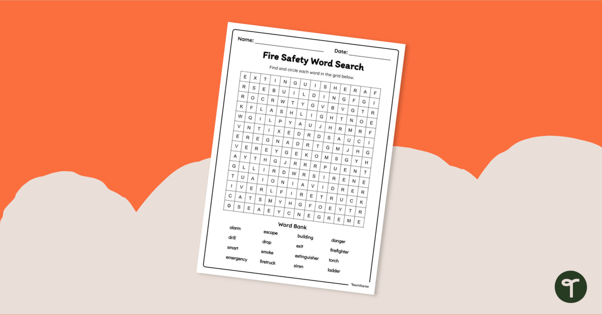 Fire Safety Word Search teaching resource