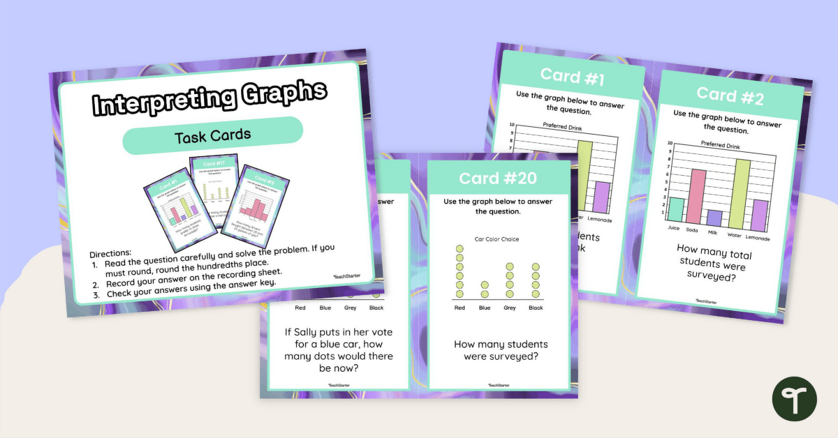 Interpreting Graphs Task Cards teaching resource