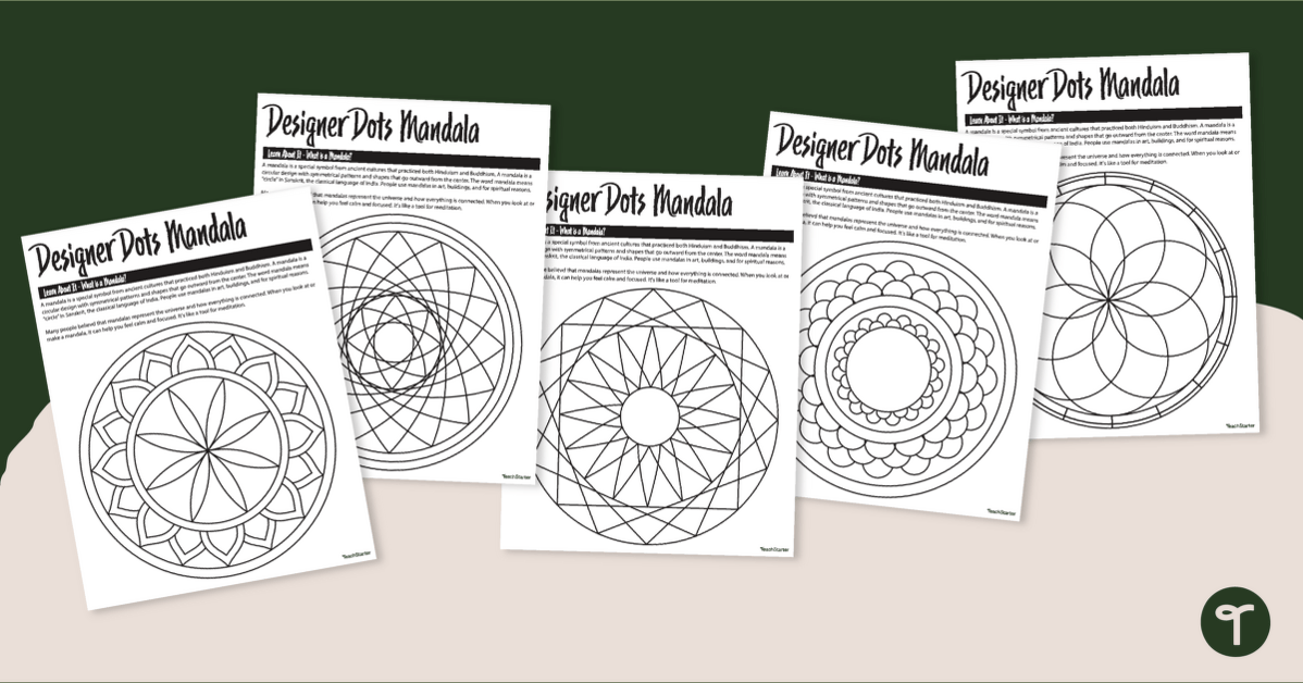 Designer Dots - Dot Day Mandala Coloring Sheets teaching resource