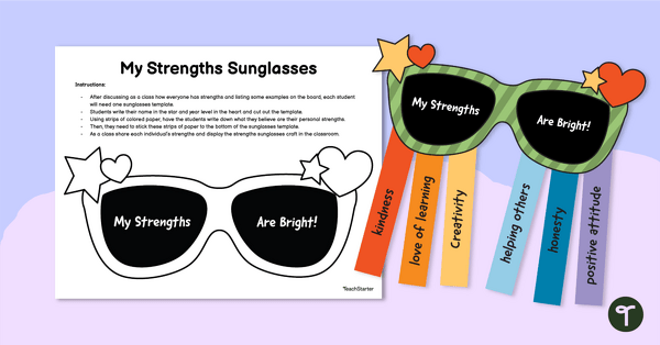 Go to My Strengths Sunglasses Template teaching resource
