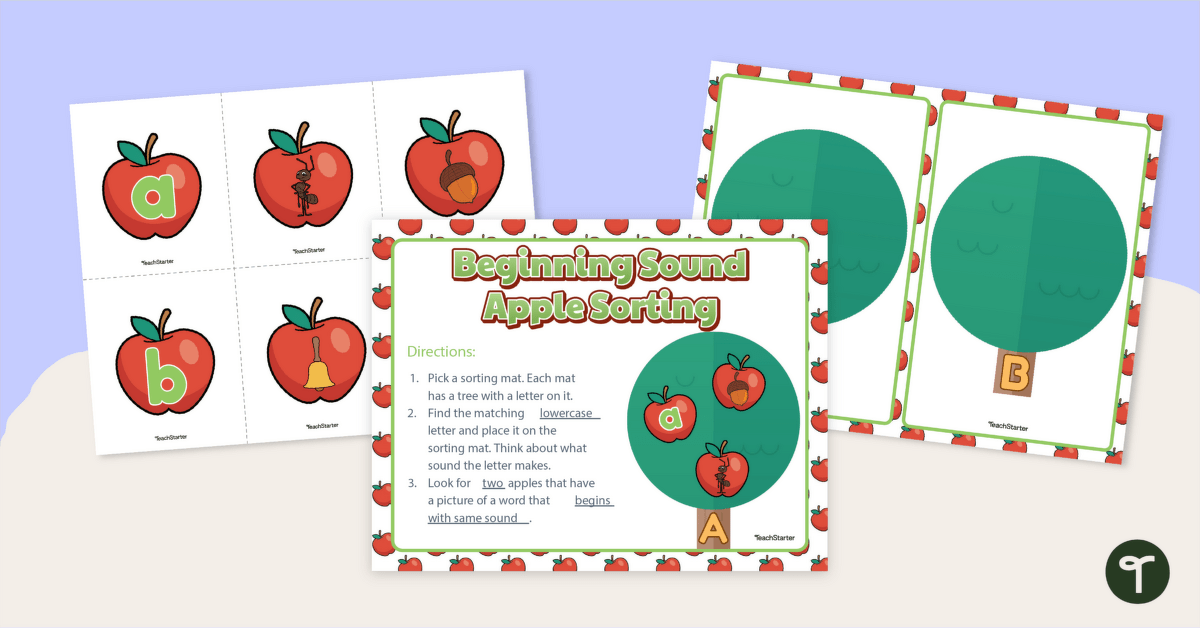 Beginning Sound Sort - Apple Edition teaching resource