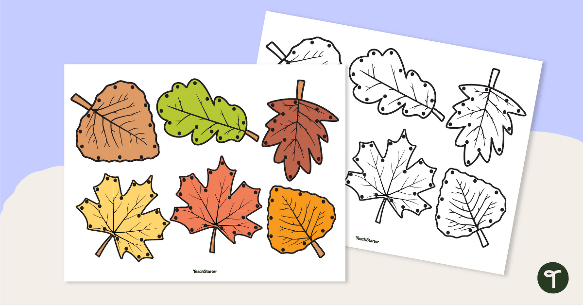 Autumn Leaf Lacing Cards - Fine Motor Activity teaching resource