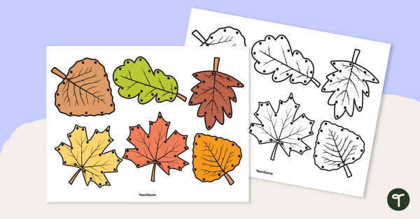 Image of Autumn Leaf Lacing Cards - Fine Motor Activity