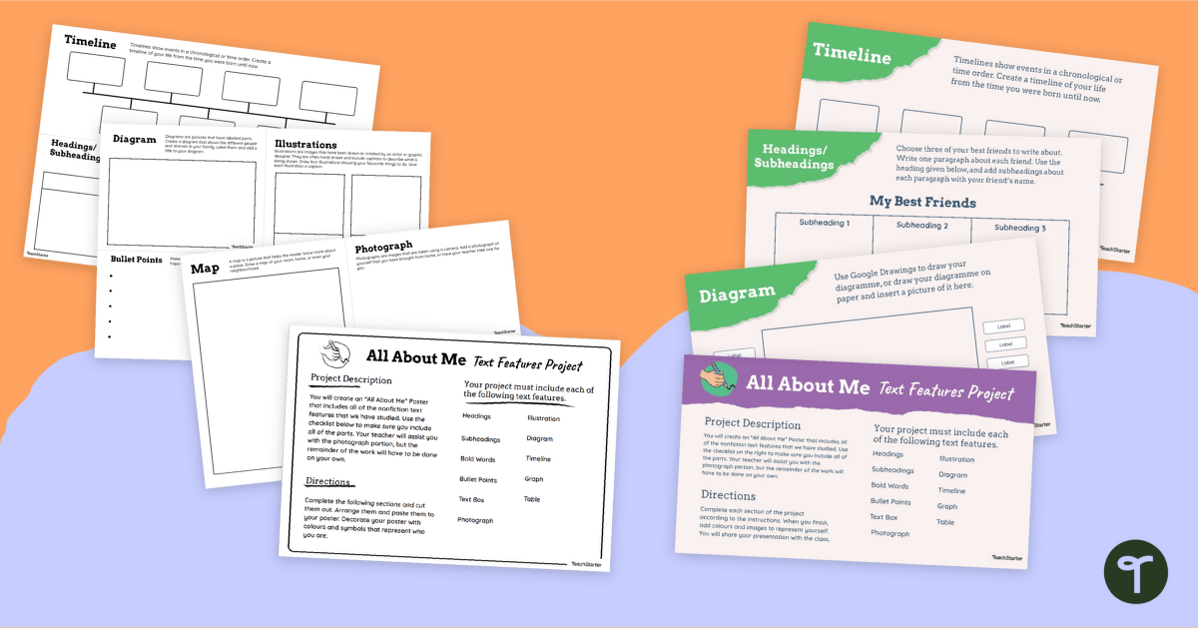 Nonfiction Text Features – All About Me Project teaching resource