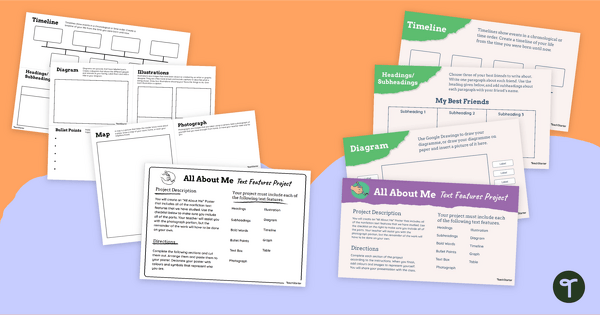 Go to Nonfiction Text Features – All About Me Project teaching resource
