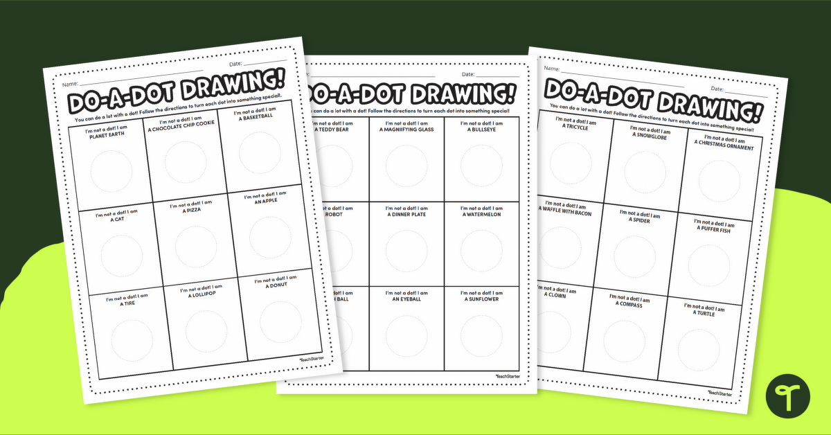 Easy Dot Art Drawing Worksheets teaching resource