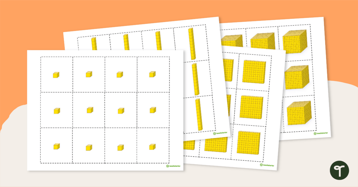 Base-10 Blocks - Pictorial Model Cards teaching resource