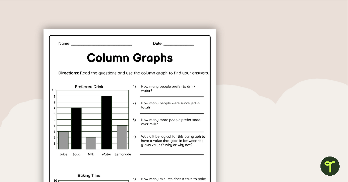 Column Graphs Grade 5 Worksheet teaching resource