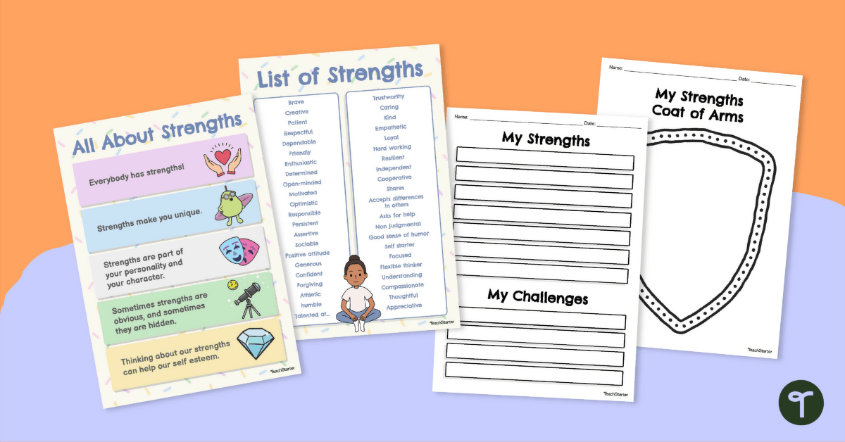 All About Strengths Poster and Worksheet Pack teaching resource