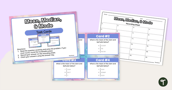 Go to Mean Median and Mode Task Cards teaching resource