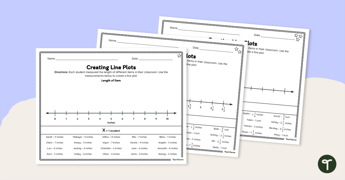 Differentiated Line Plot Worksheet teaching resource