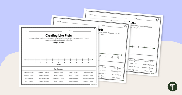 Differentiated Line Plot Worksheet Teach Starter