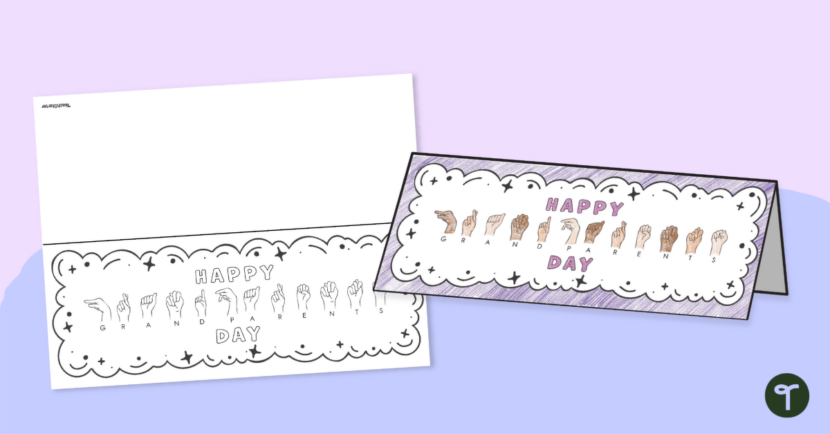 ASL Fingerspelling - Grandparents Day Card Template teaching resource