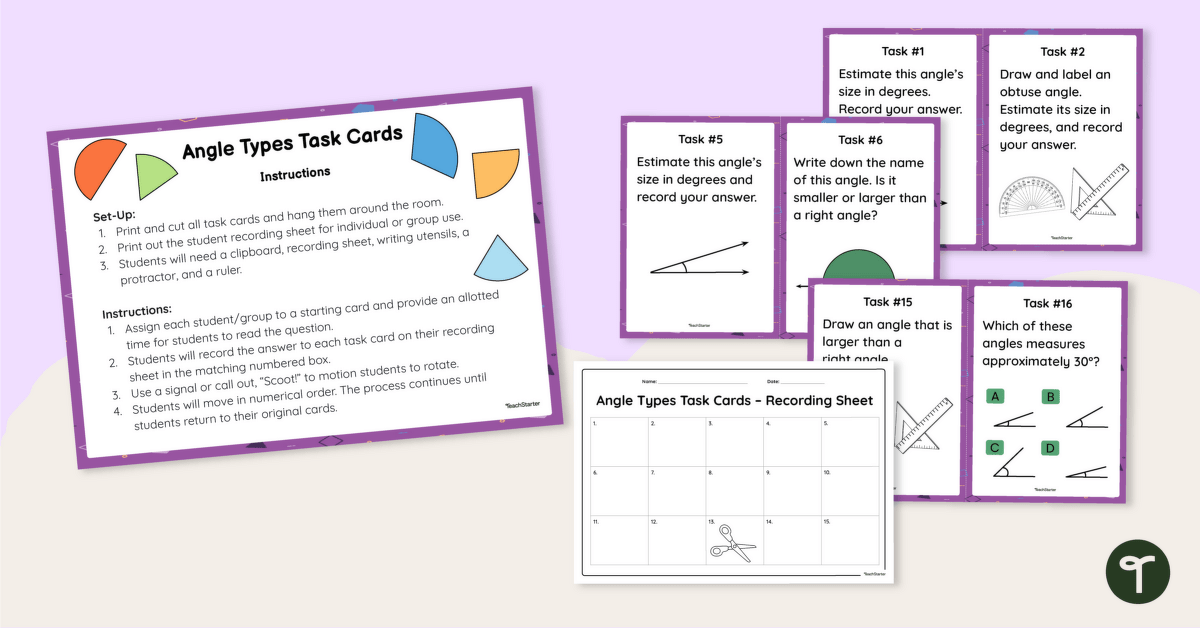 Types of Angles Task Cards teaching resource