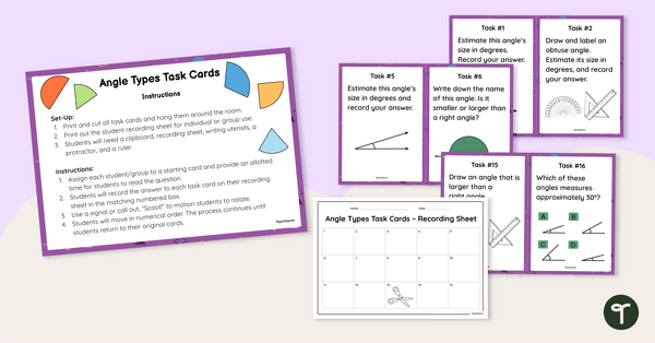 Go to Types of Angles Task Cards teaching resource