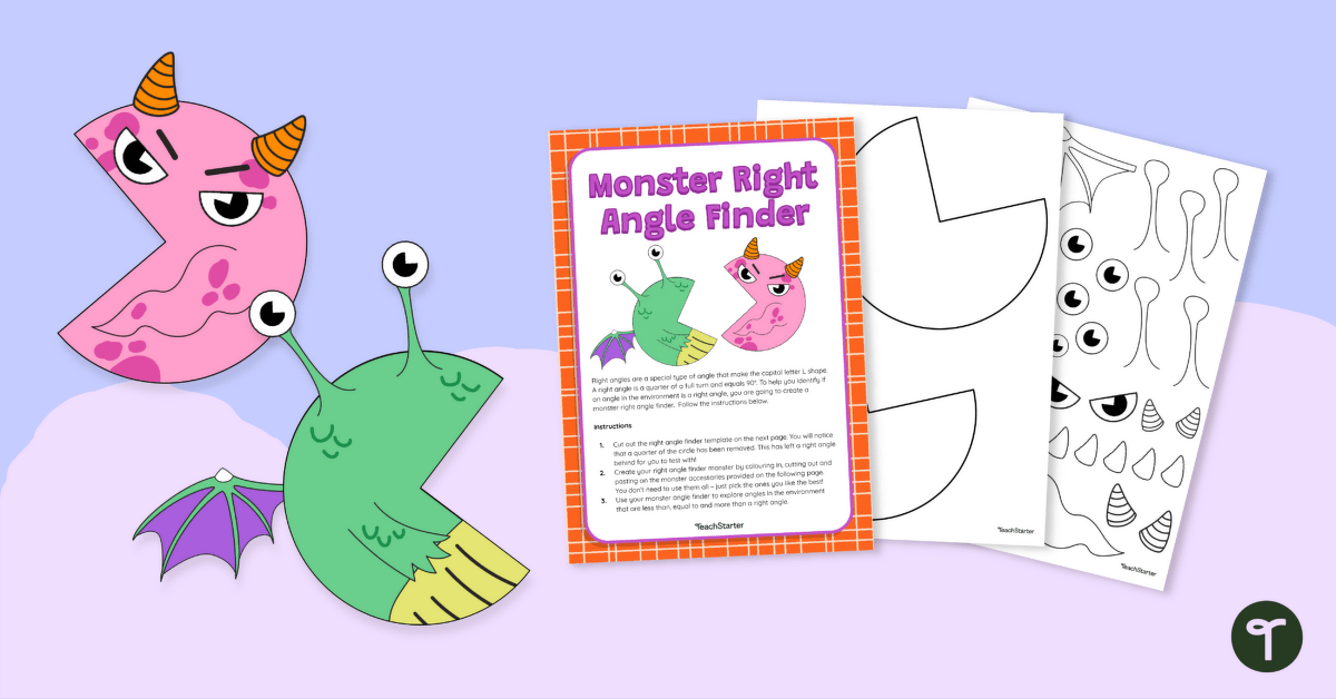 Monster Right Angle Finder Template teaching resource