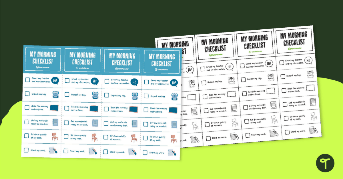 Printable Bookmark – Morning Routine Checklist teaching resource