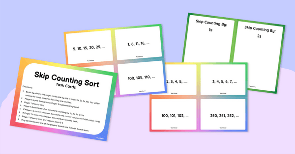 Go to Skip Counting by 1, 2, 5 and 10 Sorting Activity teaching resource