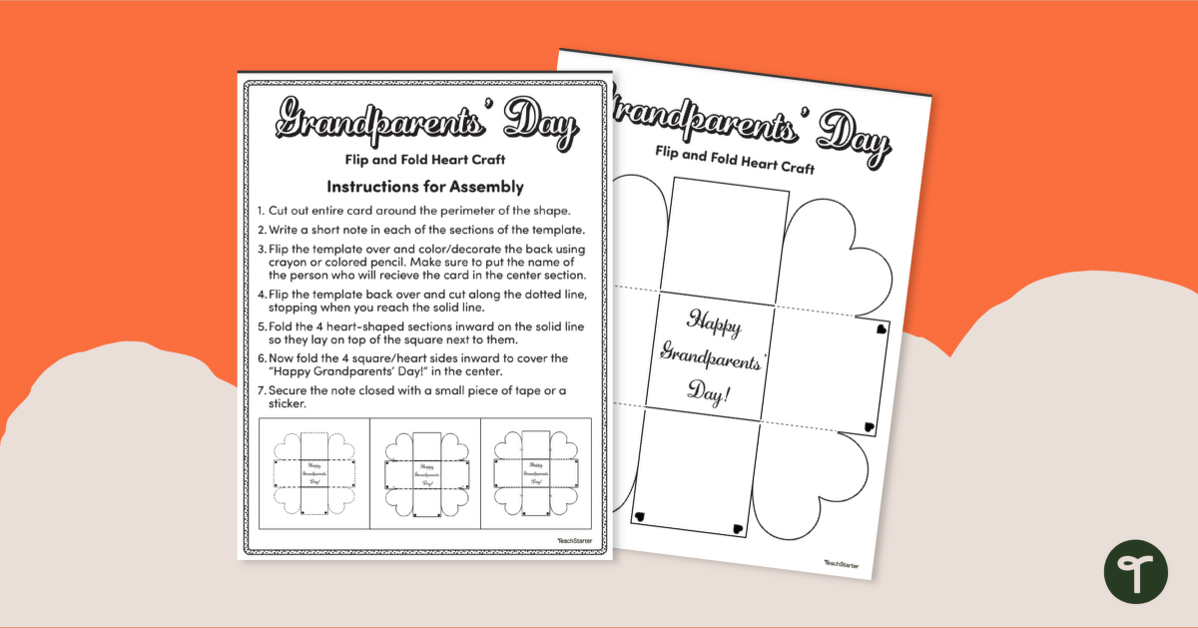 Happy Grandparents' Day Printable Heart Card teaching resource