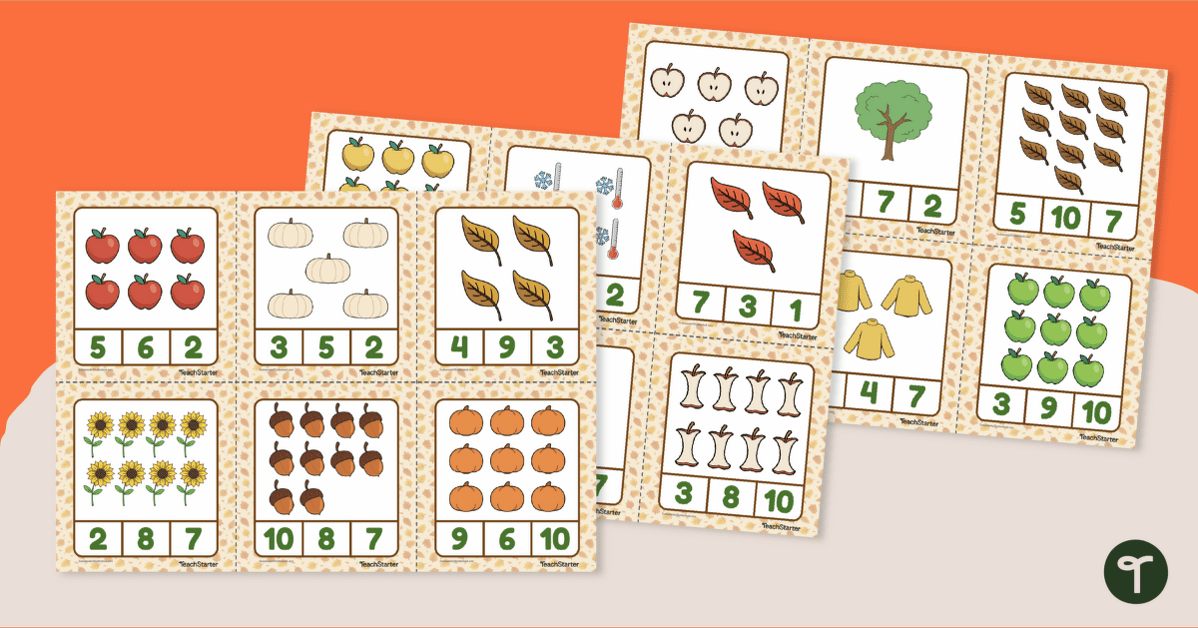 Autumn Counting to 10 Clip Cards teaching resource