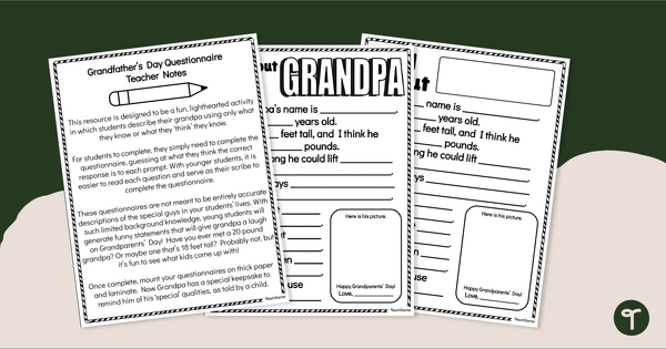 Go to Grandfather's Day Questionnaire teaching resource
