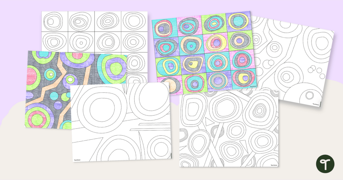 Kandinsky Circles Colouring Pages teaching resource