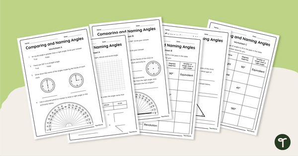 Go to Comparing and Naming Angles – Differentiated Worksheets teaching resource