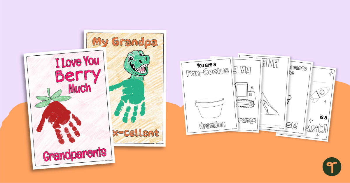Grandparents' Day Handprint Gift Templates teaching resource