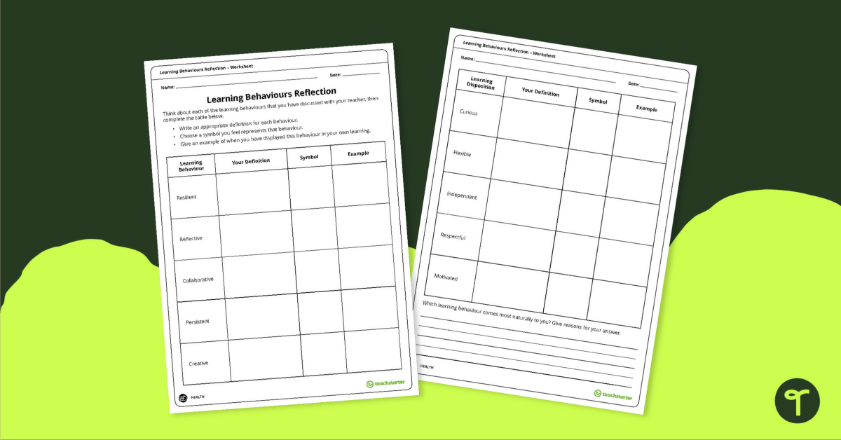 Learning Behaviours Reflection Worksheet - Key Stage 2 teaching resource