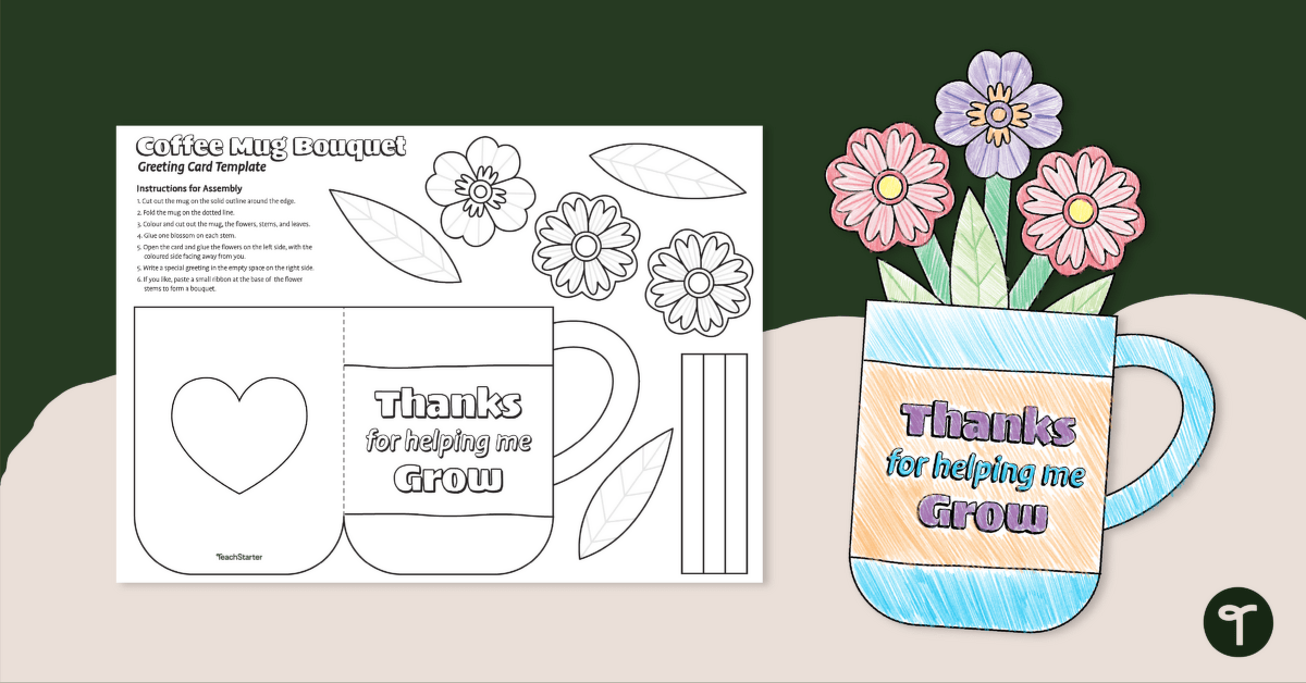 Grandparents' Day Paper Flowers - Mug Craft Template teaching resource