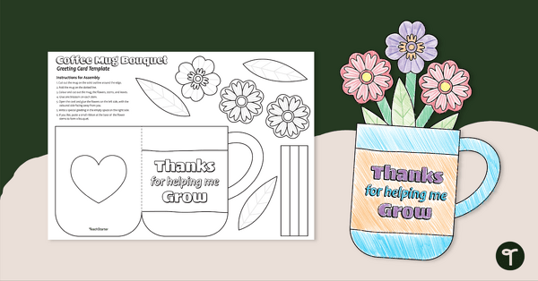 Image of Grandparents' Day Paper Flowers - Mug Craft Template