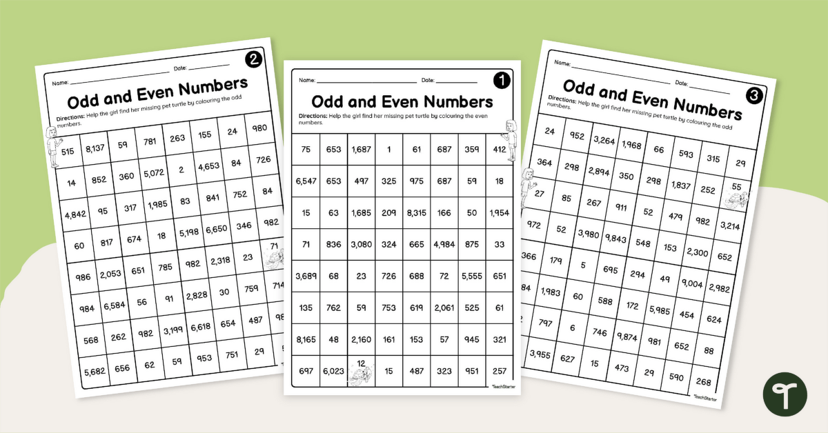 Odd and Even Maze Worksheets teaching resource