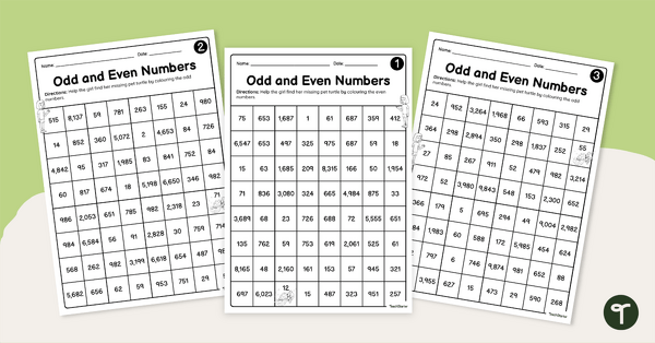 Go to Odd and Even Maze Worksheets teaching resource